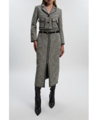 Women's Tweed Belted Pencil Skirt