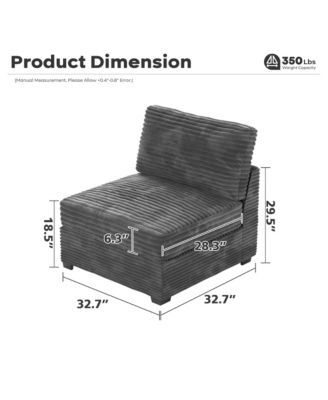 Modular Sectional Sofa Middle Seat Module, 32.7" Middle Seat for DIY Combination L U V Shaped, Plush Corduroy Loveseat Chair for Living Room