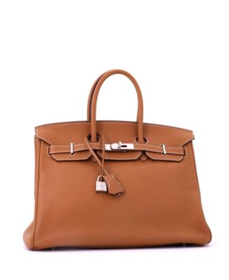 Birkin 35 Handbag Brown Togo with Palladium Hardware