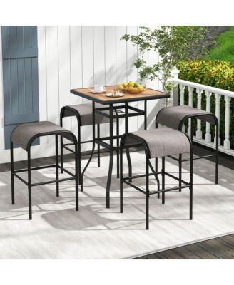4PCS 30'' Bar Height Bistro Stools Outdoor Bar Stools w/ Breathable Fabric Seat