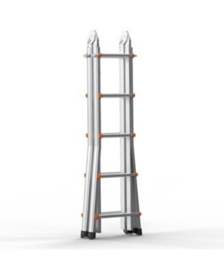 17 ft Telescoping A-Frame Ladder, Compact Aluminum Multi-Function Extension Ladder, Collapsible Design, 330 lb Load Capacity