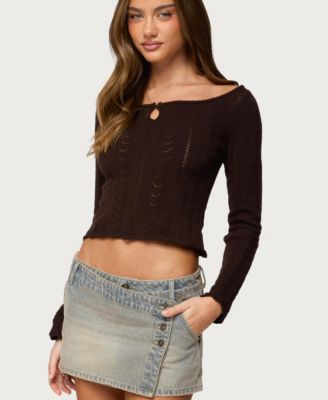 Women's Khari Keyhole Pointelle Knit Top