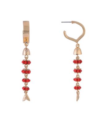 Gold Tone Linear Sardine Earrings