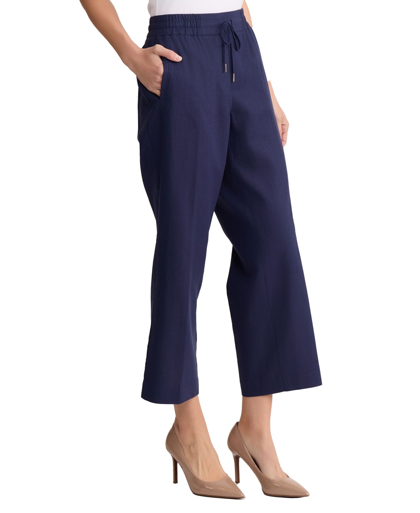 Женские брюки Jones New York Petite Mid-Rise Welt Pocket Linen Casual, цвет: Синий — фото 2