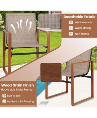 4 PCS Outdoor Dining Chairs Patio Furniture Chair w/ Breathable Seat & Backrest