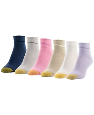 Women's Scalloped Edge Quarter Socks, 6-Pack