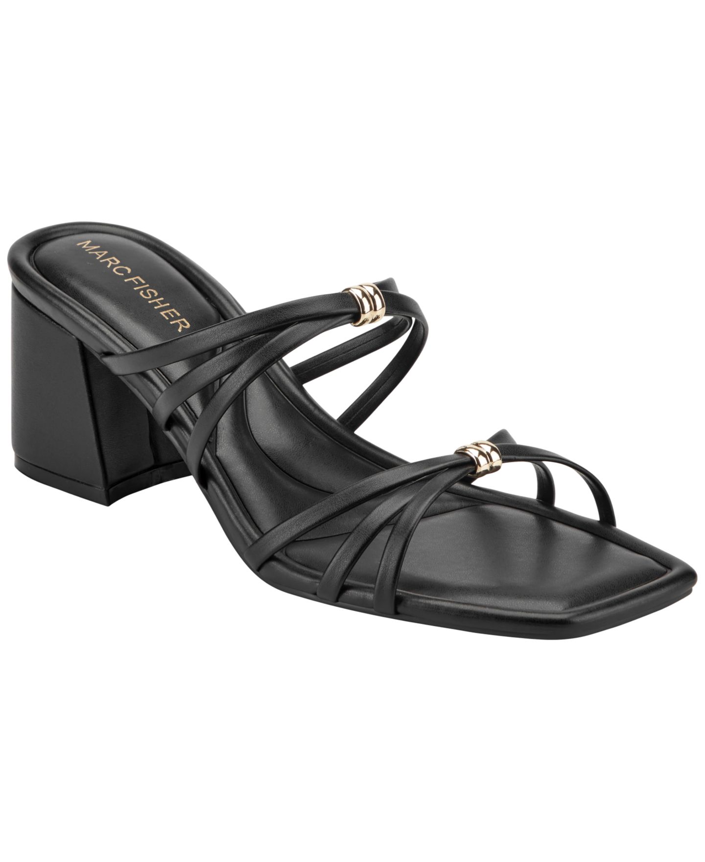 Женские сандалии Marc Fisher Gabber Strappy Block Heel Dress Sandals, цвет: Чёрный — фото 1