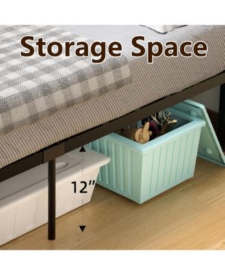 Rustic Bed Frame with Headboard,Metal Platform Farmhouse Bed Frame Slat,Sturdy Heavy Duty Bed Box Spring Needed