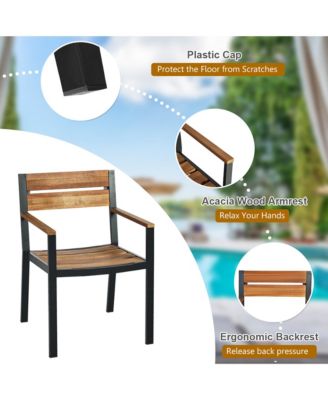 Patented 7PCS Patio Dining Set Outdoor Furniture Set w/ 6 Armchairs Umbrella Hole