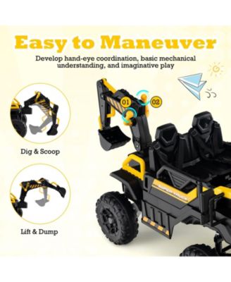 24V Ride On Excavator 4WD 2-Seater with Remote Control and Digging Arm