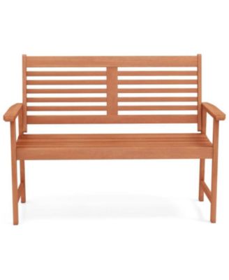 Outdoor 2-Seat Wood Loveseat with Slatted Seat Design