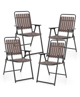 4 pcs Patio Folding Chairs Portable Outdoor Dining Chairs w/ PP Seat & Back