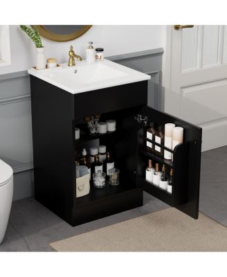 Bathroom Vanity with Sink, Painted MDF Cabinet, Soft Close Door, Adjustable Shelf & Organizer for Small Spaces