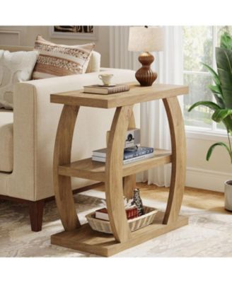 3-Tier End Table for Living Room, Narrow Side Table, Farmhouse Wooden Beside Table, Tall Nightstand