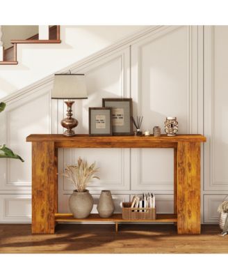 Farmhouse Console Table, 63" Narrow Entryway Table