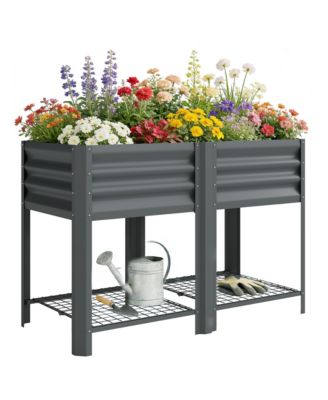 Raised Garden Bed with Storage Shelf 31.5" High