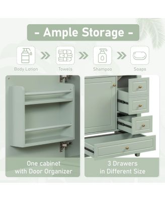 30'' Bathroom Vanity with Ceramic Sink, Solid Wood & MDF, Multi-Drawer Storage & Soft Close Door for Modern Bathrooms