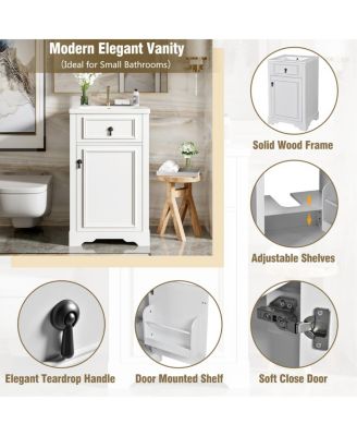 20" Bathroom Vanity with Ceramic Sink, Soft Close Door, Adjustable Shelf & Door Storage for Small Bathrooms