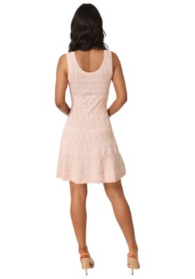 Women's Sleeveless Fit and Flare Pointelle Mini Dress