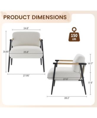 Modern Accent Chair with Metal Frame,Cozy Reading Chair Upholstered in Plush 420g Teddy Sherpa Fabric, Mid Century Style