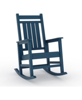 1 Piece Outdoor Rocking Chair, All-Weather Patio Rocking Chairs for Porch, Outdoor Patio Rockers with High Back & Wide Seat for Garden