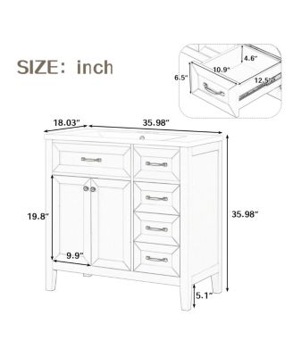 36" Bathroom Vanity with Ceramic Sink, Solid Wood Frame, Storage Cabinet & Drawers for Modern Bathrooms