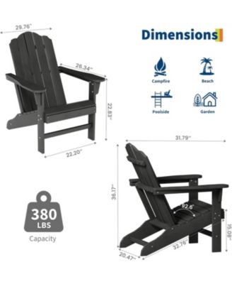 Outdoor Adirondack Chair, HDPE Lawn Chair with Wood Texture for Patio, Garden, Backyard