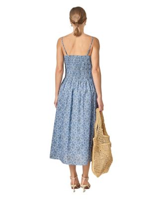 Women's Checked Smocked Midi Dress