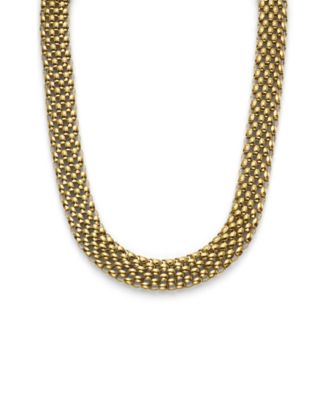 Women's Chequerboard Link Gold Tone Stainless Steel Necklace