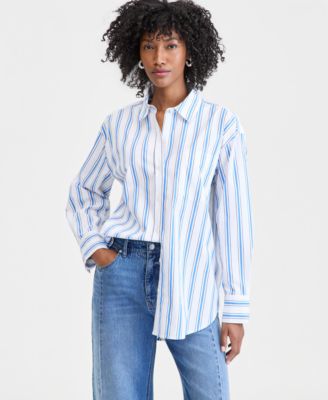 Women's Cotton Poplin Oversized Button Down Shirt