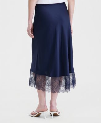 Women's Lace-Hem Midi Slip Skirt