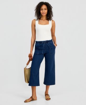 Women's Cropped High Rise Wide-Leg Jeans