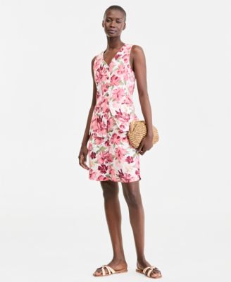 Charter Club Womens 100 Linen Printed V Neck Vest Bermuda Shorts Macys Exclusive