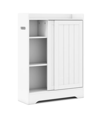 Bathroom Floor Cabinet w/2 Sliding Doors and Adjustable Shelves for Small Spaces
