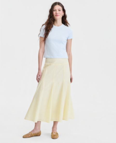 Женская юбка On 34th Drop-waist Seersucker Godet Midi, цвет: Light Daffodil