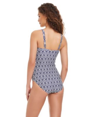 Women's Printed Square Neck One Piece Swimsuit