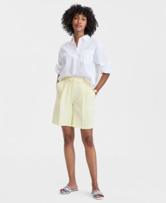 Women's High-Rise Crepe Bermuda Shorts
