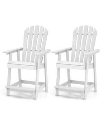 4PCS Bar Stool HDPE Chair w/ Armrest Footrest Home Indoor Outdoor Patio