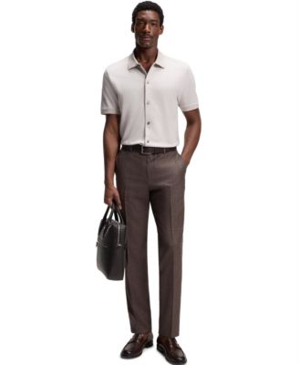 BOSS by Men's Bubble-Structure Cotton Regular-Fit Shirt