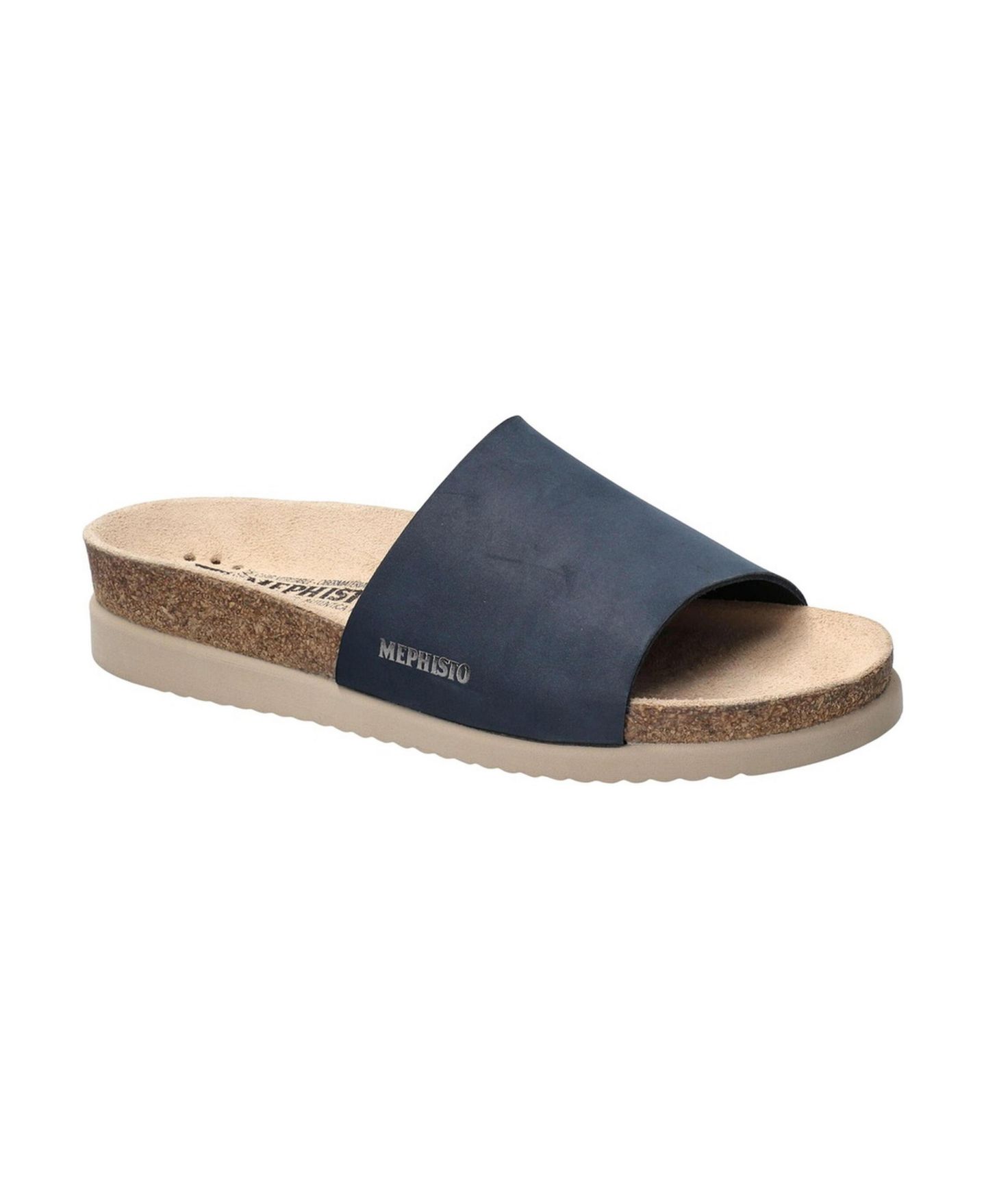 Женские сандалии Mephisto Hanik Nubuk Leather Slide, цвет: Тёмно-синий — фото 1