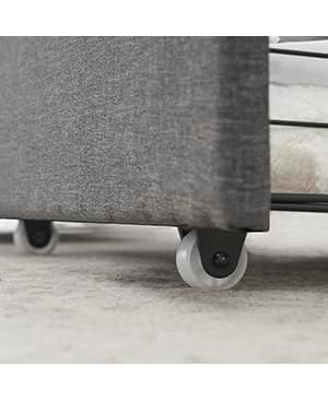 Full Bed Frame with 2 Storage Drawers, Button Tufted Headboard and LED Lights