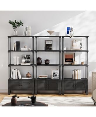 54-Inch Tall Bookshelf Bookcase Shelving Unit with Storage Cabinet Heavy for Living Room/Office