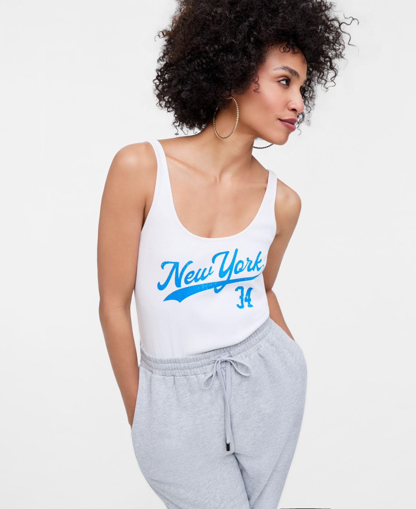 Женский комбинезон On 34th Mixed Media Cropped Jumpsuit, Macy's Exclusive- Molly Rogers Capsule Collection, цвет: Белый серый — фото 6