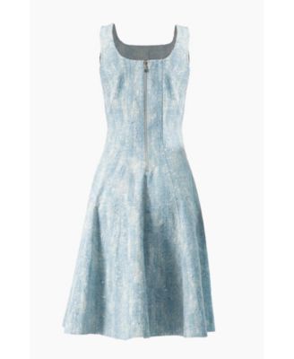 Women's Square Neck Midi Denim Dress