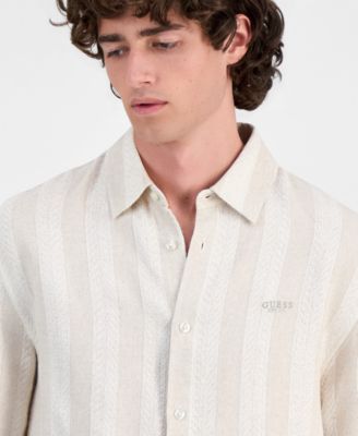 Men's Textured Jacquard Button-Up Shirt