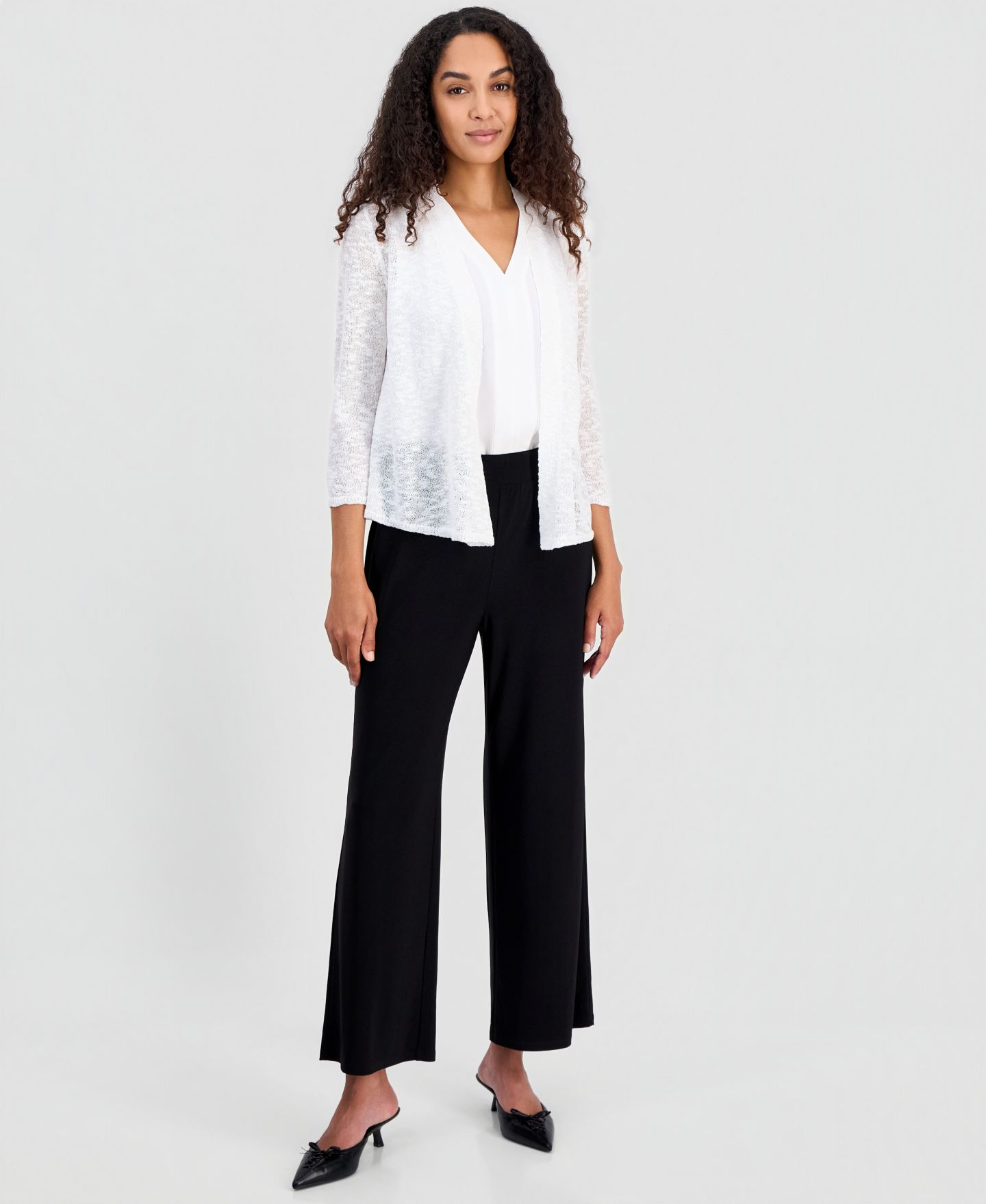 Женский кардиган Kasper Open-Front Long-Sleeve Cardigan, цвет: Ванильный ледяной — фото 2