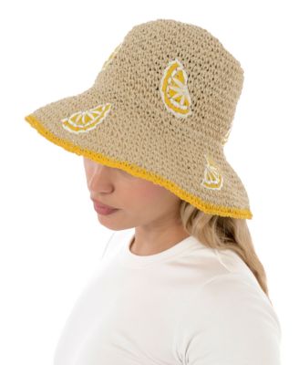 Packable Lemon Straw Bucket Hat