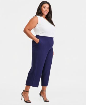 Plus Size Pull-On Crop Straight-Leg Pants 