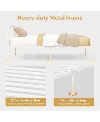 12-Inch Twin Bed Frame Modern Metal Platform Bed w/ Headboard & Footboard