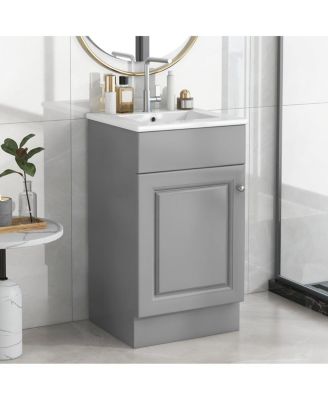  Bathroom Vanity with Sink, Painted MDF Cabinet, Soft Close Door, Adjustable Shelf & Organizer for Small Spaces
